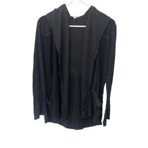 Elan Open Front Black Cardigan LightWeight Hoodie